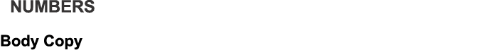 Numbers Body Copy